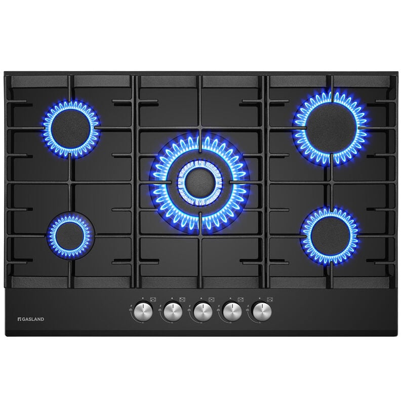 Gasland Chef - gasland Plaque de Cuisson à Gaz Naturel/Butane/Propane encastrée, Verre trempé - GH2805BG1FC - 5 Foyers - 10400W