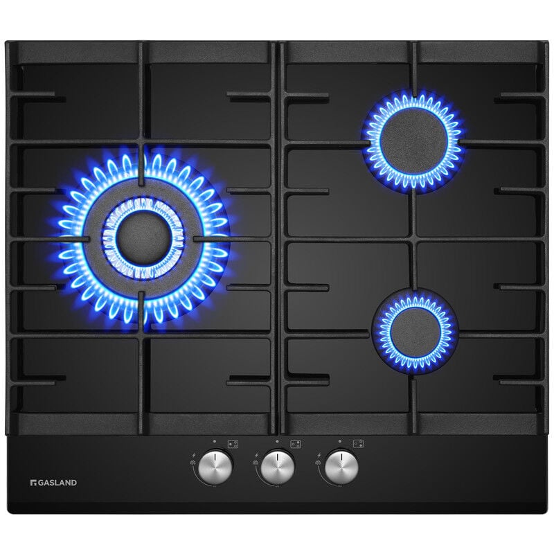 Gasland Chef - gasland Plaque de Cuisson à Gaz Naturel/Butane/Propane encastrée, Verre trempé - GH603BF - 3 Foyers - 6200W