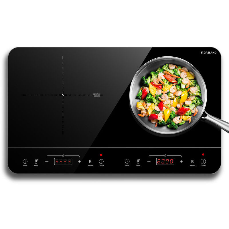 GASLAND Plaque de cuisson à induction mince et portable, 10 Niveaux de Puissance/Température, Avec Minuterie & Serrure de sécurité - IH60BT - 2 zones