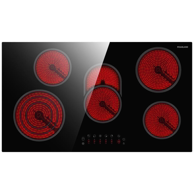 Gasland Chef - gasland Plaque de Cuisson vitrocéramique encastrée, Minuterie & Serrure de sécurité - CH90BF - 5 zones - 8500W