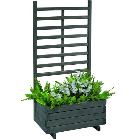 GASPO Jardinière avec treillis "Gmunden" - l 136 cm x h 136 cm Gris vintage