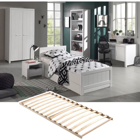GASTON - Chambre 90x200cm + Sommier + Armoire 2P + Pack Bureau