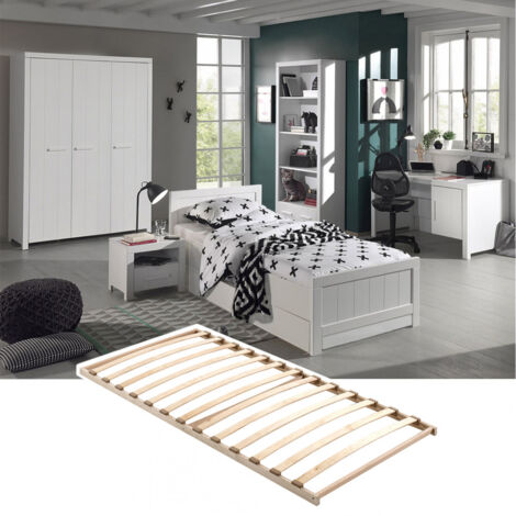 GASTON - Chambre 90x200cm + Sommier + Armoire 3P + Pack Bureau