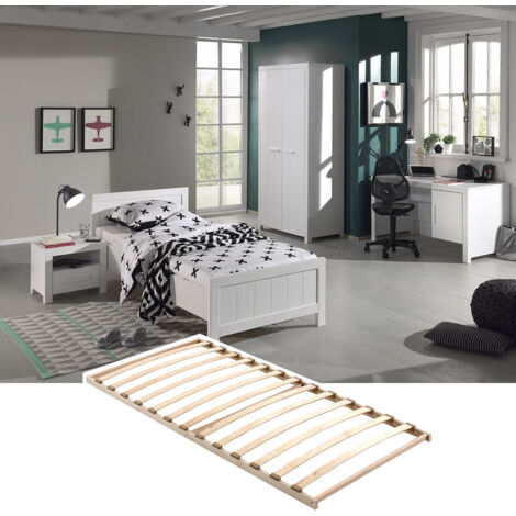 GASTON - Lit 90x200cm + Sommier + Chevet + Armoire 2P + Bureau