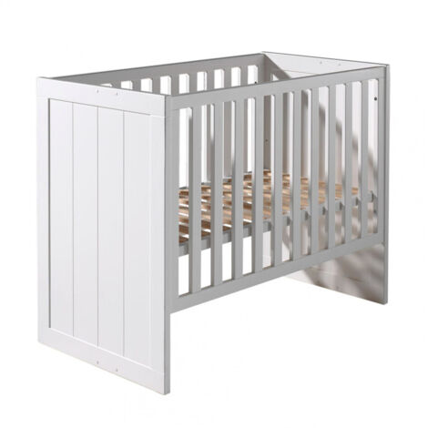 GASTON - Lit Bébé 60x120cm Hauteur Réglable Laqué Blanc