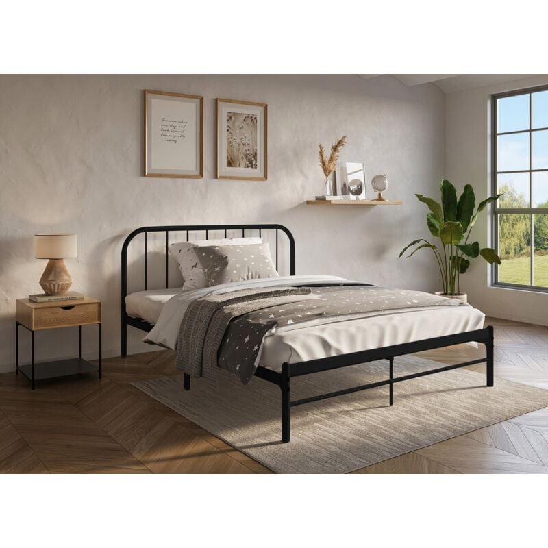 Deco In Paris - gaston - Lit double en métal noir gaston 160x200 cm
