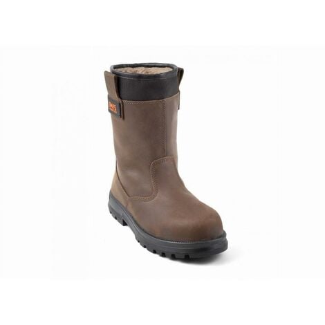 GASTON MILLE KAMA S3 CI Gefütterte Stiefel aus braunem Leder Stahlkappe und Sohle-45