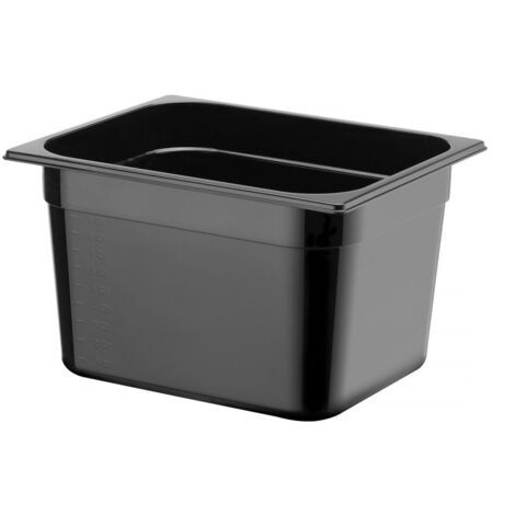 Gastronormbehälter GN 1/2 aus schwarzem Polycarbonat 325x265x200mm 12,5L Hendi 862407