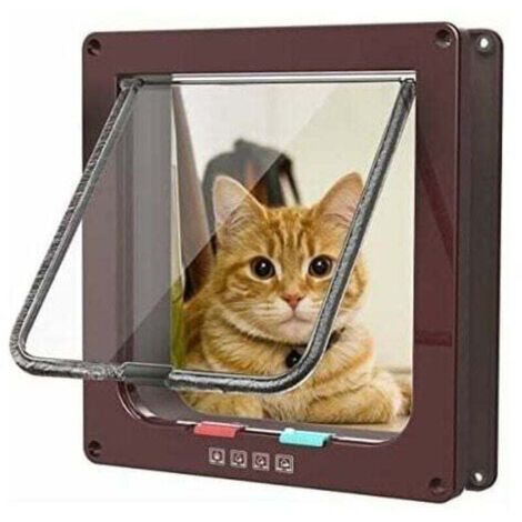 Gatera con banda magnética baja, puerta para gatos y cachorros, gatera con túnel (19,7 x 192 cm, marrón)