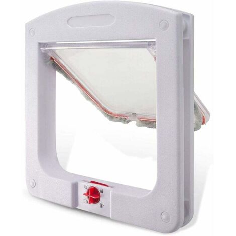 Gatera para gatos y perros, puerta pequeña con microchip, cerradura de 4 vías, fácil de instalar, color blanco