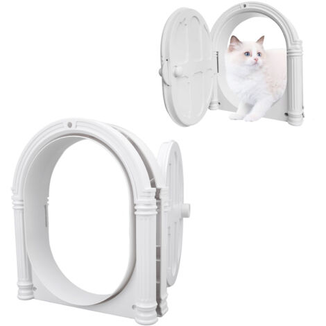 Gatera tipo 2 fabricada en ABS blanco con puerta bidireccional con cerradura, resistente a la intemperie y silenciosa, para uso interior y exterior (ventana/pared): diseño simplificado para un fácil m