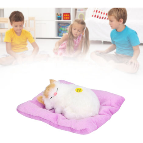 Gatito de imitación, material: plástico y felpa, con función interactiva y efectos de sonido, funciona con pilas (LR41), dimensiones: 18 x 16 cm, peso: 119 g, contiene carbón activado, ideal para deco