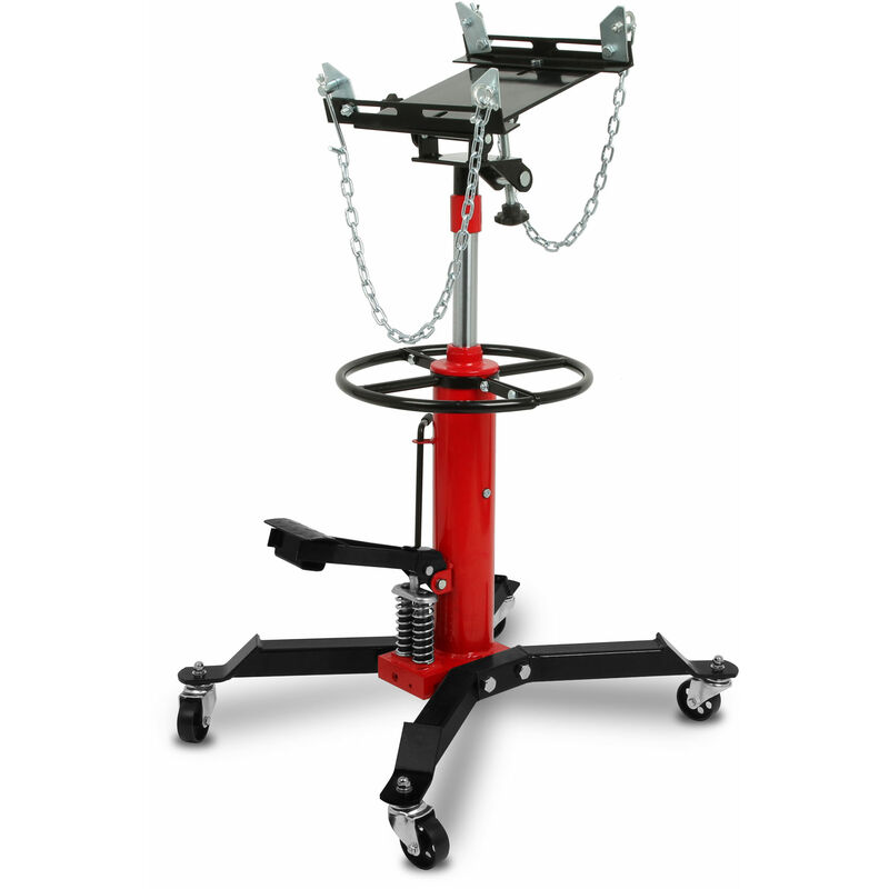 

500 kg Gato hidráulico de foso - Versión corta (Altura de trabajo 88 - 180 cm, 4 Ruedas, Adaptora ajustable, infinitamente ajustable en Altura,