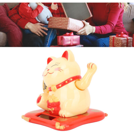 Gato de la suerte con energía solar y brazos móviles, 8,9 cm, para coche, oficina, hogar y entrada.