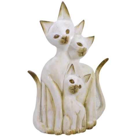 Gato de madera marrón blanco cm26x7h40