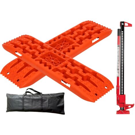 Gato de trinquete HI-LIFT y Placas de traccion todoterreno para desatascar coche de arena, barro, nieve (2 piezas)