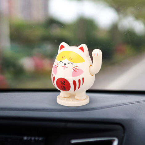 Gato solar decorativo que trae buena suerte a coches, oficinas, restaurantes y cafeterías Maneki Neko, rosa y amarillo.