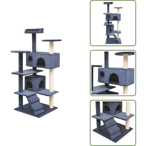 Gato - vidaXL Rascador para gatos poste rascador de sisal 125 cm azul oscuro - Refugio para gatos