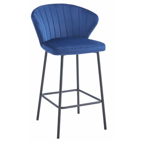 GATTA Hocker – marineblauer Samt / schwarze Beine x 1