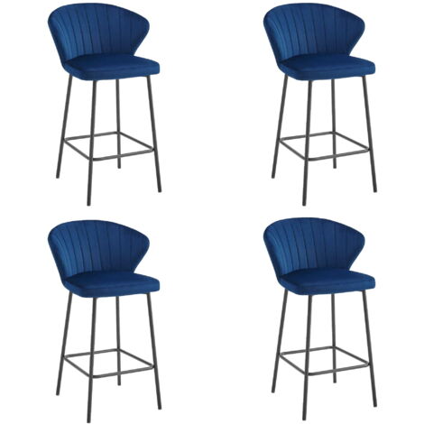 GATTA Hocker – marineblauer Samt / schwarze Beine x 4