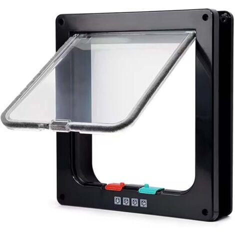 L&H-CFCAHL Gattaiola con 4 magneti, 20 x 19 x 2,1 cm S Nero, Porta per animali domestici per gatti e cani di piccola taglia, Comoda per l'installazione di gattaiole e porte manuali