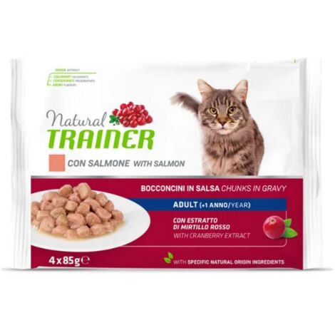 Gatto Adult Sterilised Bocconcini Salmone 4x85gr Natural Trainer