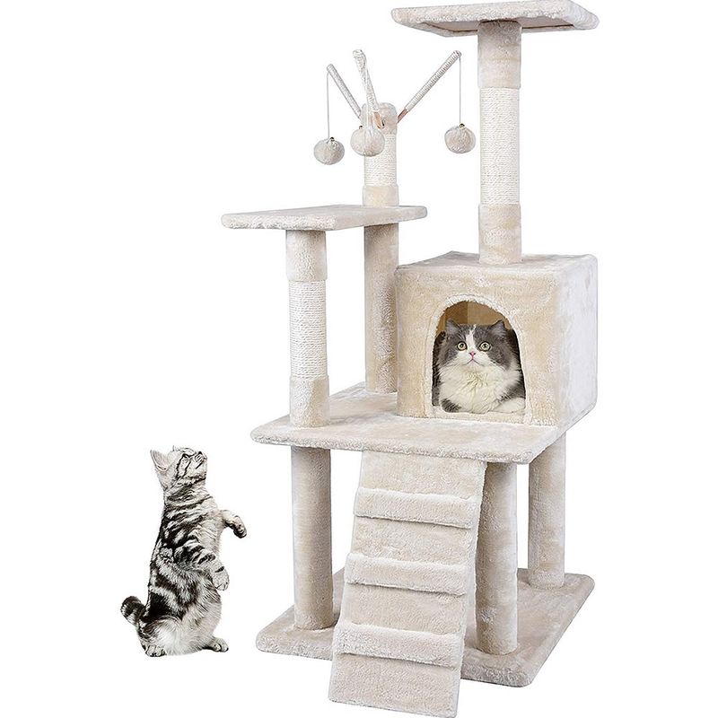 Gatto Albero 121CM Gatto Albero Gatto Beige Gatto Gatto Albero Gatto Gatto Albero Gatto Arrampicata Albero Gioco Albero