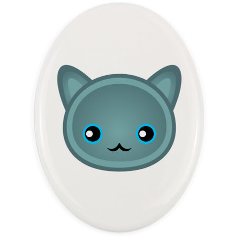 Gatto blu di Russia - Piastrella in ceramica per lapide con grafica e iscrizione di Art-Dog