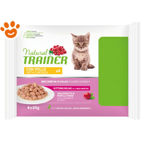 Gatto Bocconcini Flowpack Kitten 4x85gr Natural Trainer