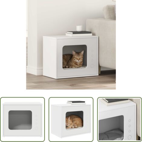 Gatto -  Casa per Gatti Bianco 51 x 30 x 42 cm Legno multistrato