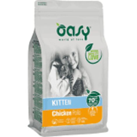Gatto - Croccantini Kitten Pollo 300 gr- 1,5 - 7,5 Kg OASY - size 300 gr