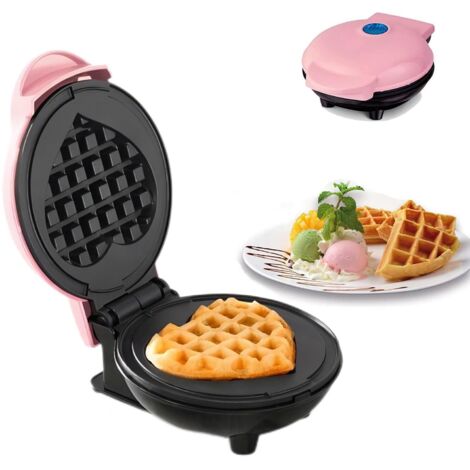 Gaufrier compact en forme de cœur de 12,5 cm (5 pouces) avec contrôle de grillage réglable et revêtement antiadhésif, parfait - AquaForge