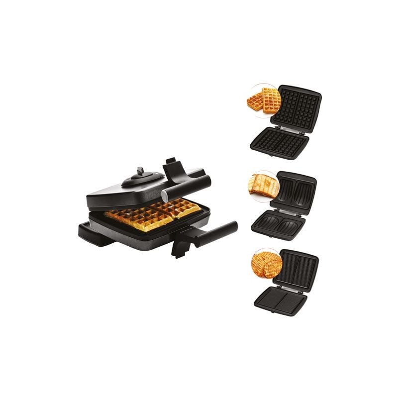 Croque-gaufre gaufrette 3 plaques 1200w noir Frifri FRI022824512BLP