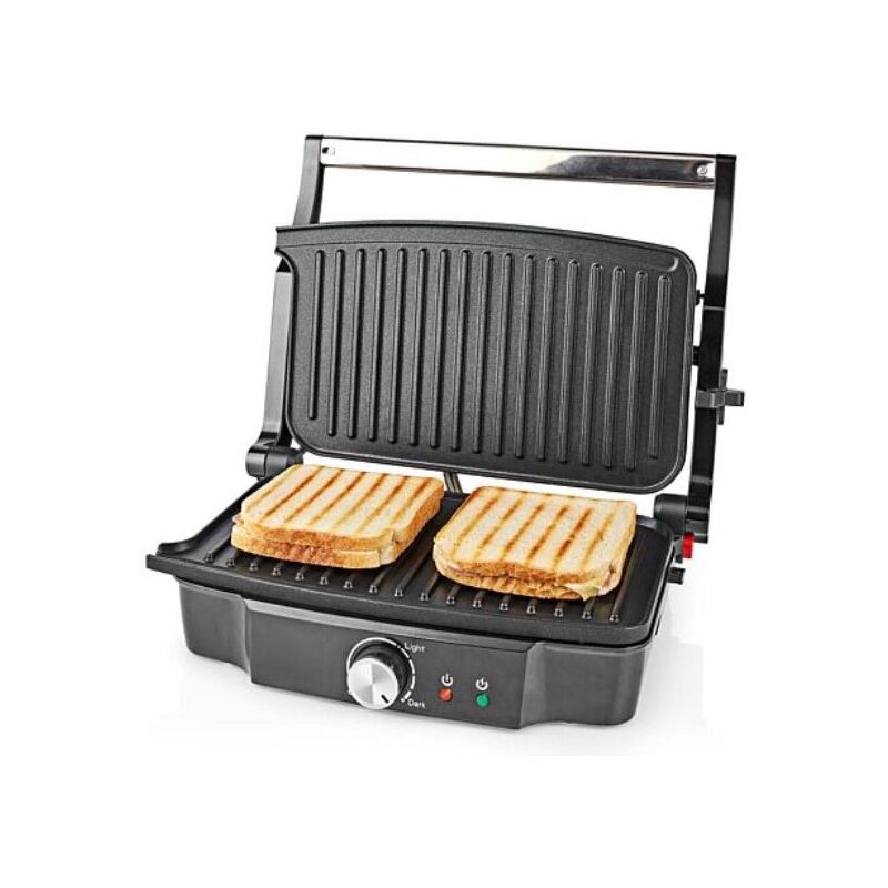 Nedis - Grill de contact 1500W Sandwiches Pannini Grillades Plaque Anti-adhésive Poignée froide