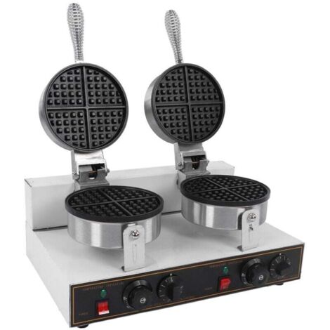 Gaufrier Double 2400W, Chauffage Rapide Revêtement Antiadhésif Poignée Isolée Gaufrier Professionnel pour de Délicieuses Gaufres (Prise UE 220V)
