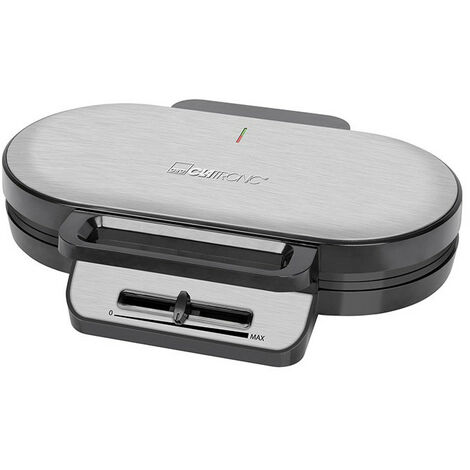 Gaufrier double inox noir 1200W – 2 gaufres simultanément – Thermostat réglable – Revêtement antiadhésif facile à nettoyer – Clatronic - A540242