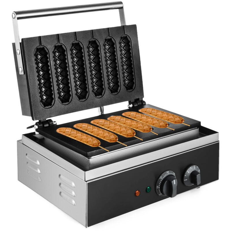 Mophorn - Gaufrier électrique 1500 w Machine à gaufres et hot-dogs commerciale Machine à corn-dogs 6 pièces Antiadhésive Idéal pour les gaufres