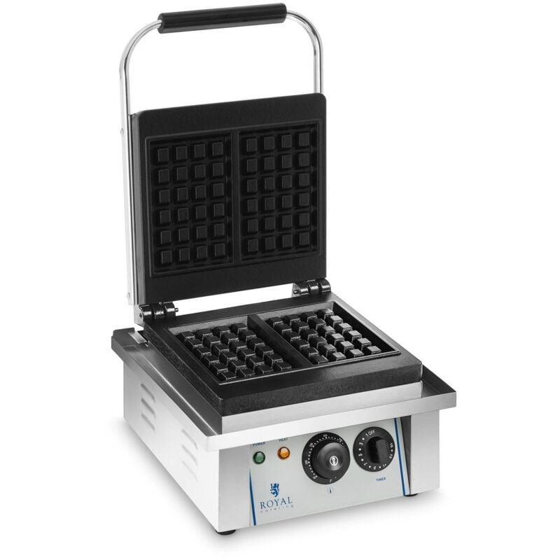 Royal Catering - Gaufrier Électrique Professionnel Antiadhésif 2000W Minuteur Inox Fonte Émaillée