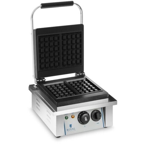 ROYAL CATERING Gaufrier Électrique Professionnel Antiadhésif 2000W Minuteur Inox Fonte Émaillée