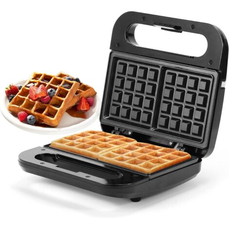 Gaufrier et appareil à sandwichs avec plaques amovibles, grille-pain, voyants LED, chauffage des deux côtés (870 W) - AquaForge