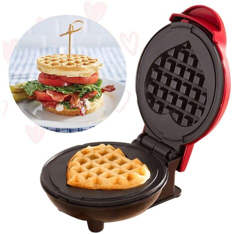 Gaufrier, gaufres classiques en forme de cœur, revêtement antiadhésif, 350 W, avec voyants LED, pour AquaForge