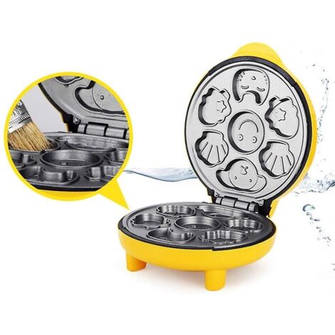 Gaufrier Mini Animaux, permet de réaliser 7 crêpes aux formes originales et amusantes, arrêt automatique, poêle antiadhésive - AquaForge