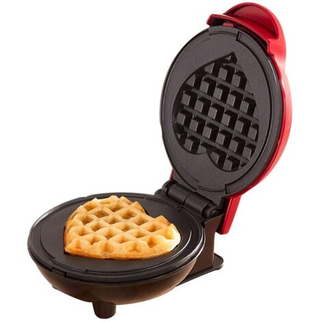 Gaufrier miniature rouge en forme de cœur pour appareil à pâtisserie électrique classique en acier inoxydable 350 W