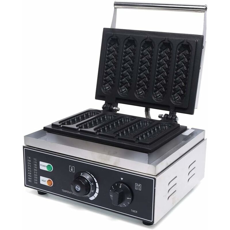 Gaufrier pour hot-dog revêtement antiadhésif commercial en acier inoxydable 5 pcs maïs chien gaufrier pour restaurant boulangeries snack-bar maison