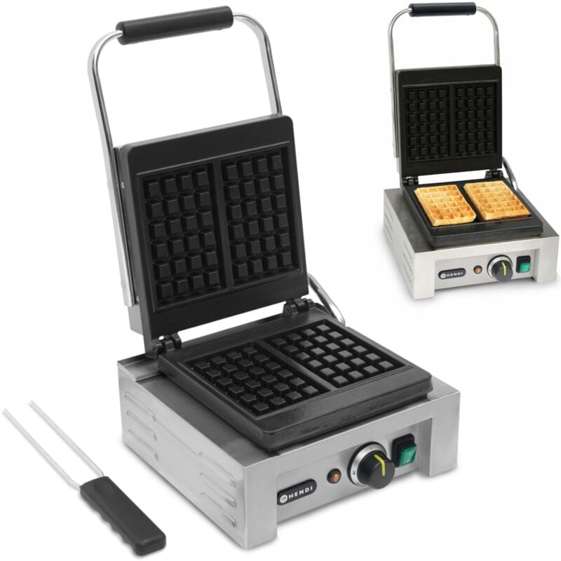 Gaufrier professionnel pour 2 gaufres rectangulaires 1,5kW - Hendi 212103