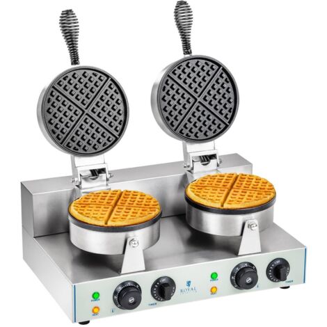 Gaufrier rond - Royal Catering - Dimensions: 43 x 50 x 56 cm - Puissance: 2 x 1.300 Watts