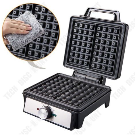 Gaufrier - TECH DISCOUNT 1600W à une plaque, revêtement antiadhésif argenté - AquaForge