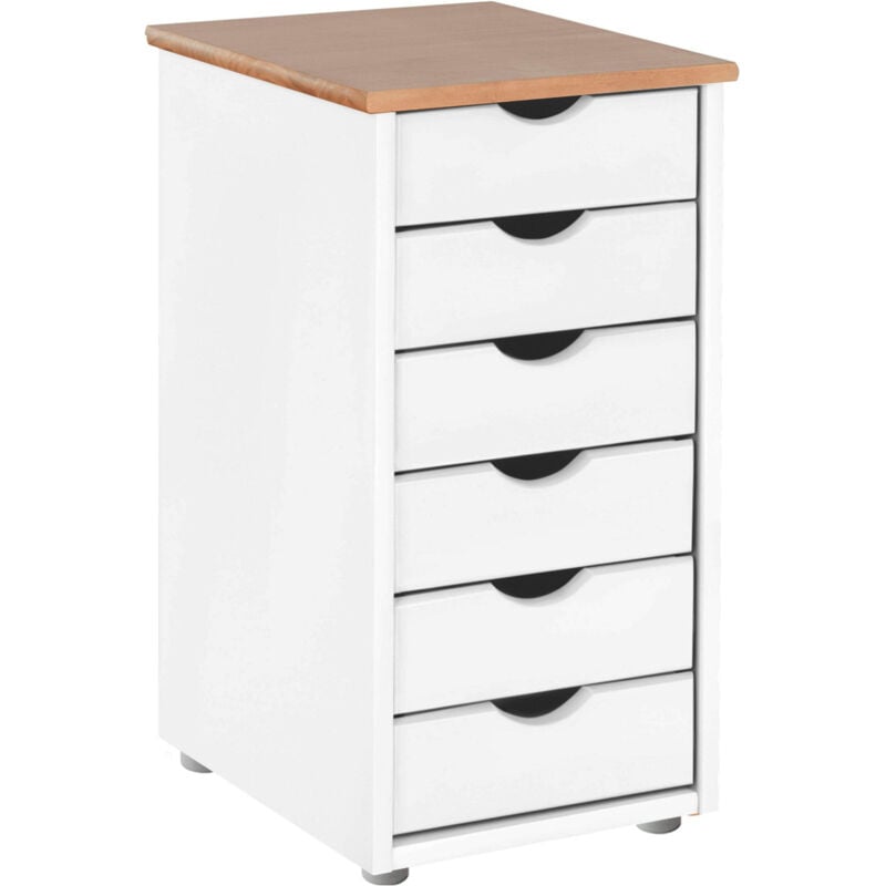 Gava Commode à 6 tiroirs en pin blanc et nature
