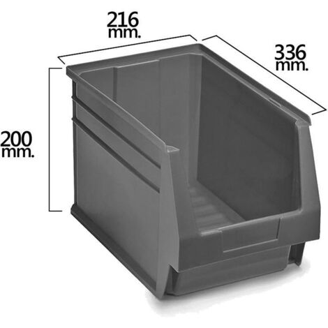 Gaveta Apilable Almacenamiento Gris Nº55 336x216x200 mm.  (3/6)