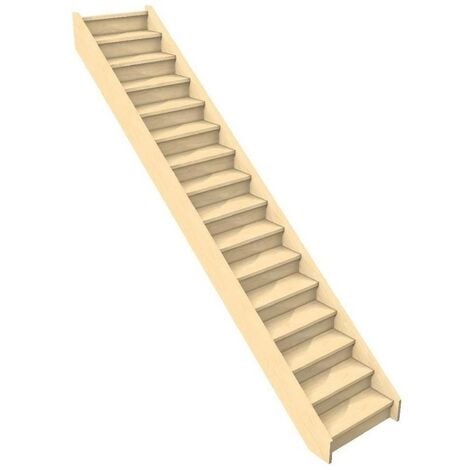 Gavia Escalier Droit Confort En Bois Brut-    Hêtre Lamellé Collé 288 Cm Avec Contremarches